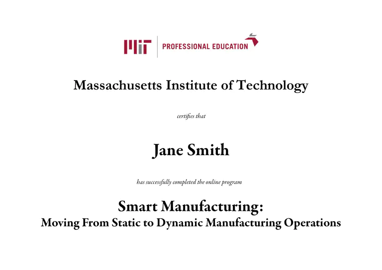 Certificate Smart Manufacturing: Moving from Static to Dynamic Manufacturing Operations | MIT Professional Education